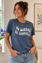 Load image into Gallery viewer, Wavy Be Yourself T-shirt in Denim Blue
